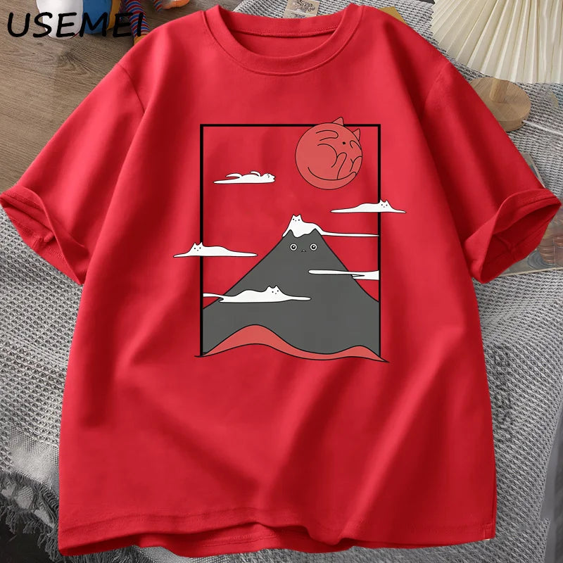 T-shirt Chat Japonais Harajuku Unisexe