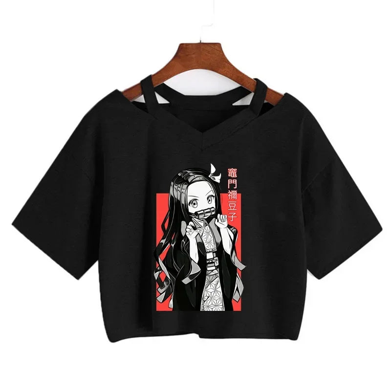 T-shirt Crop Nezuko Demon Slayer Femme