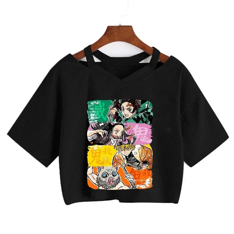 T-shirt Crop Nezuko Demon Slayer Femme