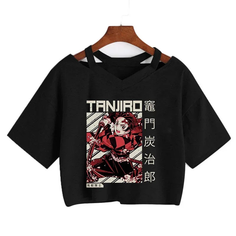 T-shirt Crop Nezuko Demon Slayer Femme