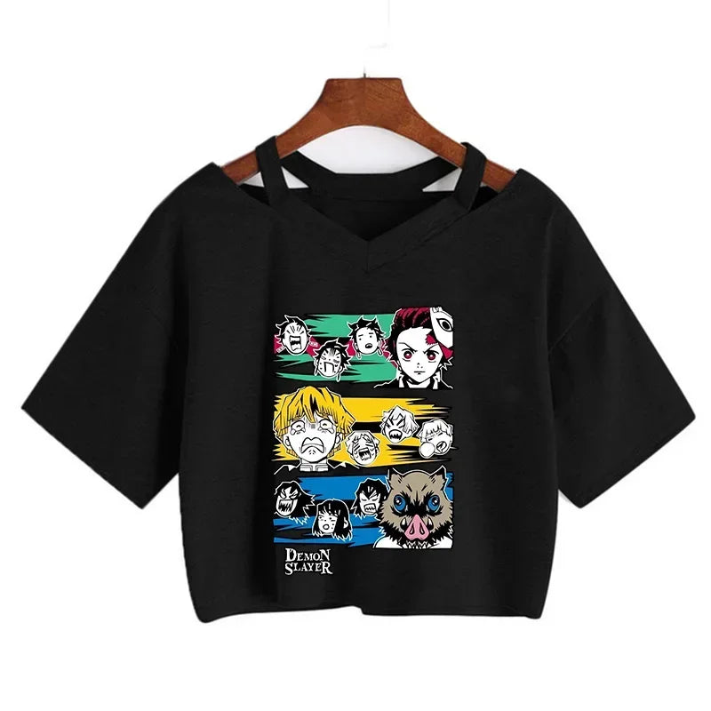 T-shirt Crop Nezuko Demon Slayer Femme