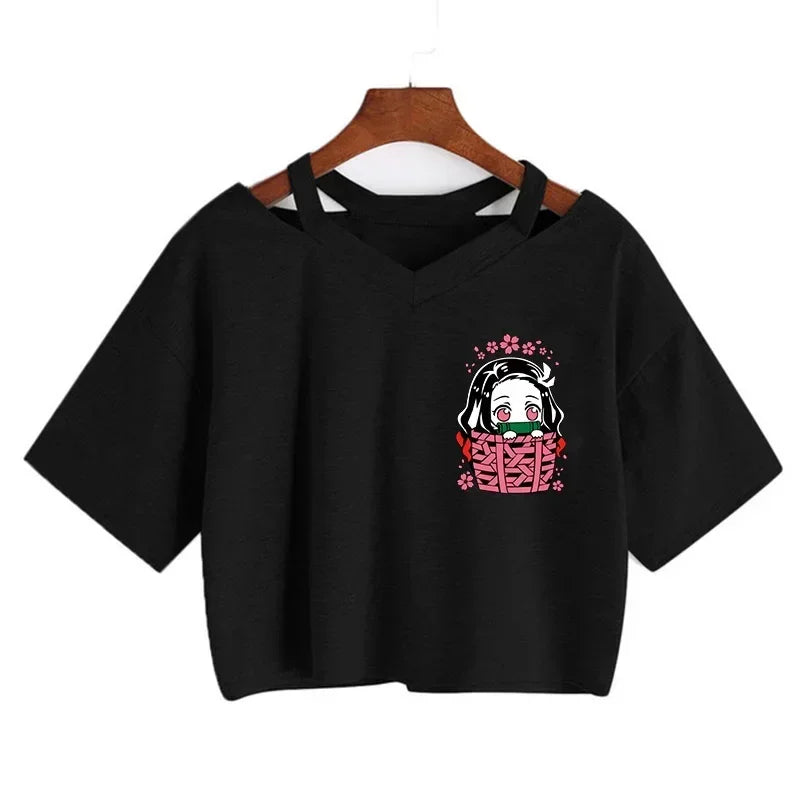 T-shirt Crop Nezuko Demon Slayer Femme