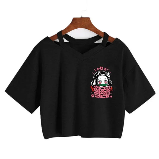 T-shirt Crop Nezuko Demon Slayer Femme