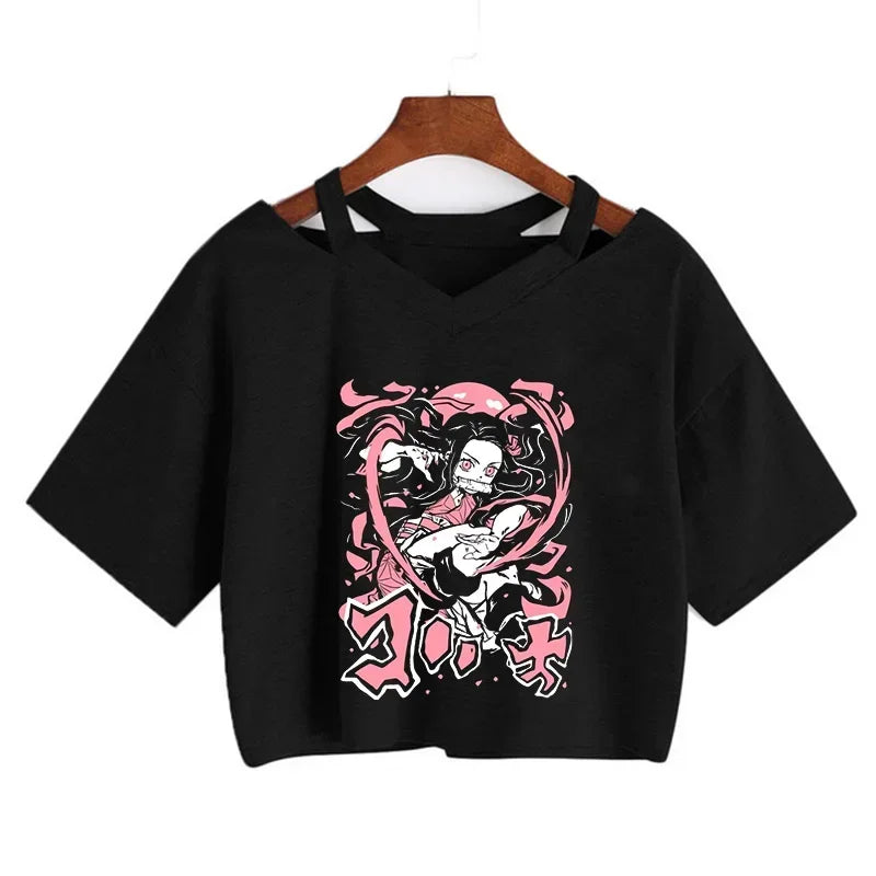 T-shirt Crop Nezuko Demon Slayer Femme