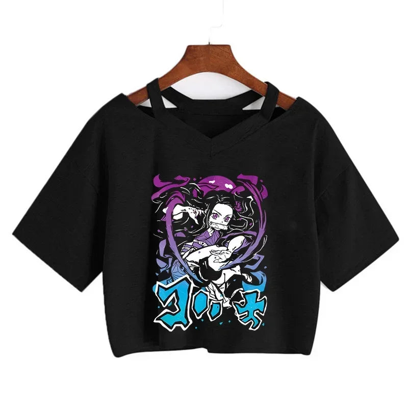 T-shirt Crop Nezuko Demon Slayer Femme