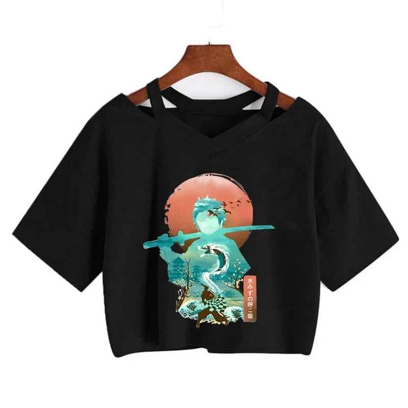 T-shirt Crop Nezuko Demon Slayer Femme