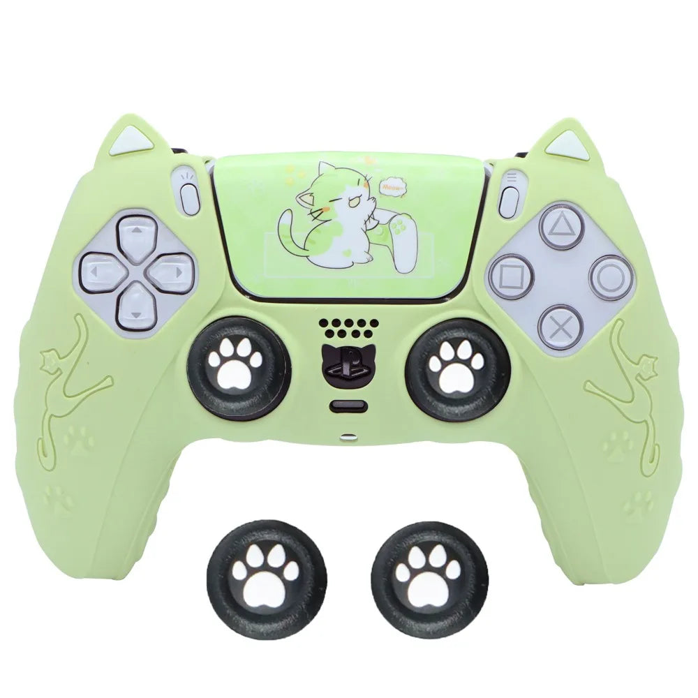 Coque Silicone PS5 Motif Patte de Chat