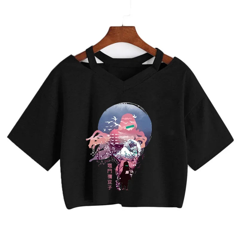 T-shirt Crop Nezuko Demon Slayer Femme