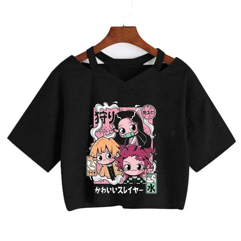 T-shirt Crop Nezuko Demon Slayer Femme