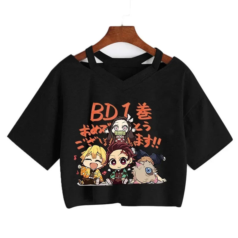 T-shirt Crop Nezuko Demon Slayer Femme