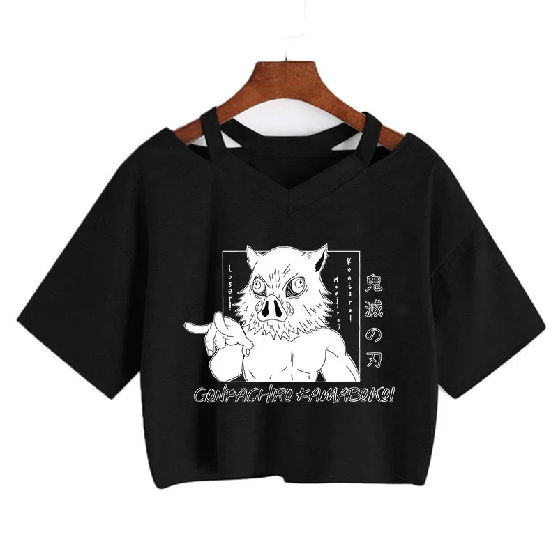 T-shirt Crop Nezuko Demon Slayer Femme