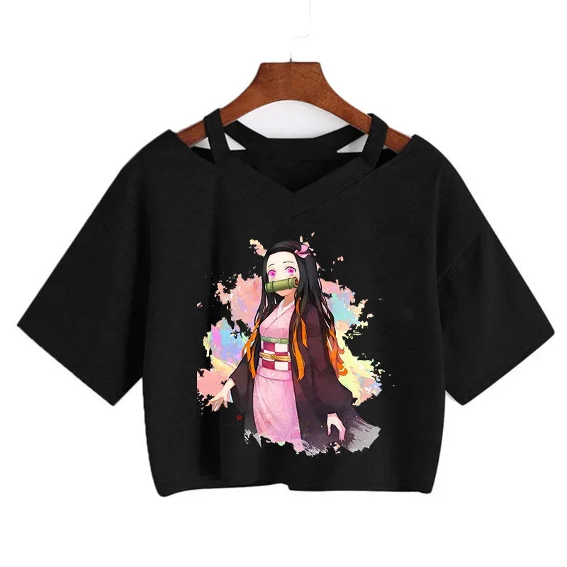 T-shirt Crop Nezuko Demon Slayer Femme