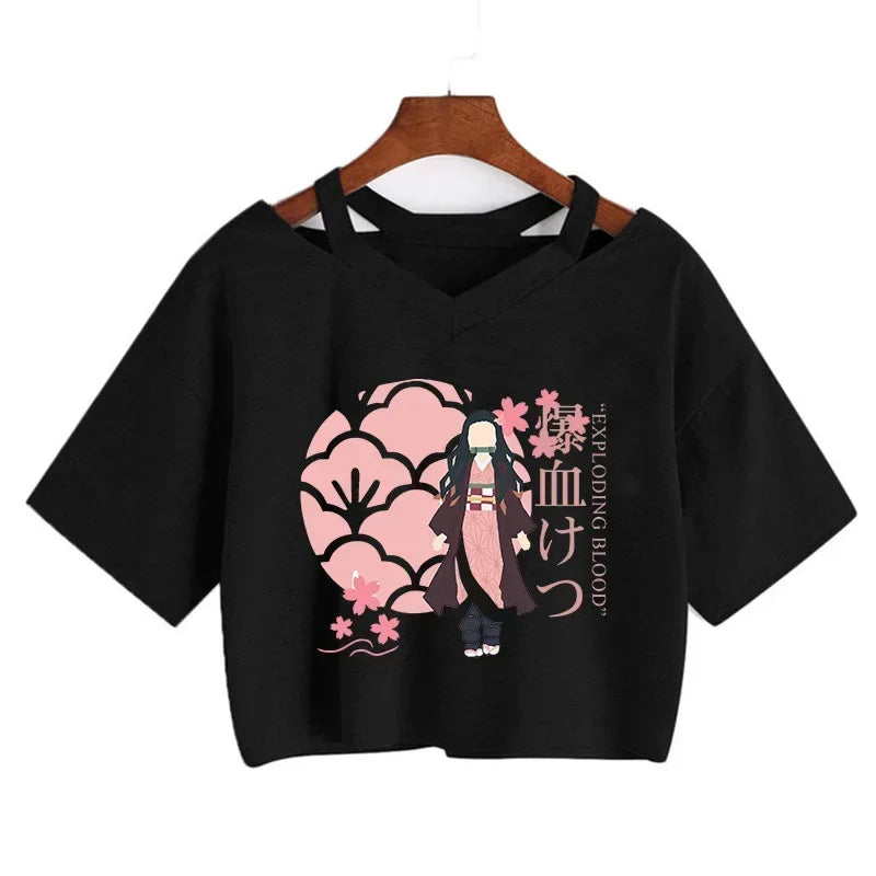 T-shirt Crop Nezuko Demon Slayer Femme