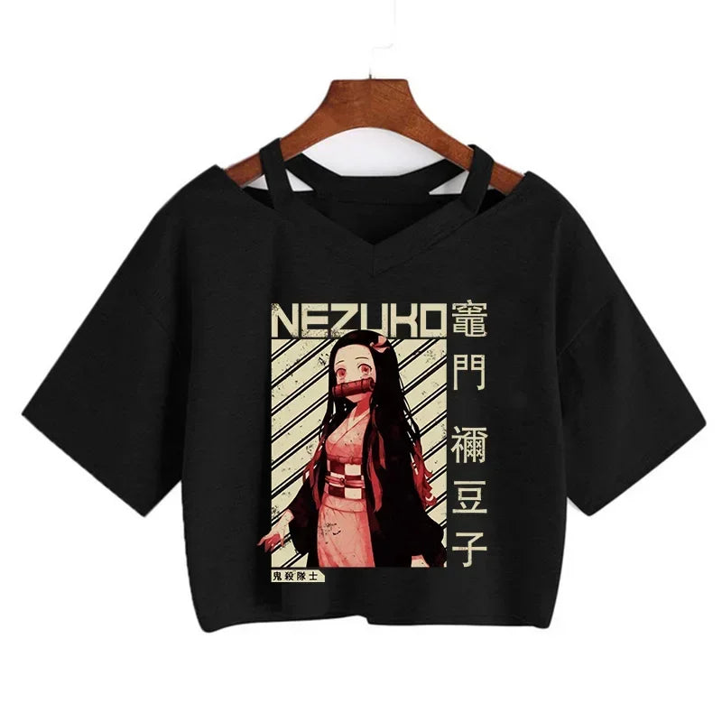 T-shirt Crop Nezuko Demon Slayer Femme