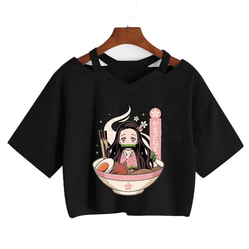 T-shirt Crop Nezuko Demon Slayer Femme