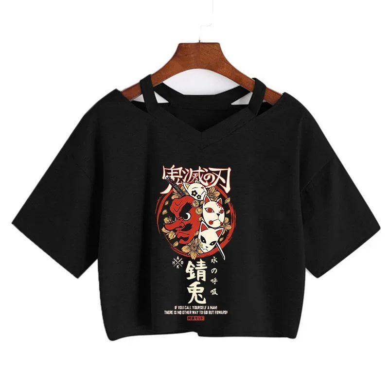 T-shirt Crop Nezuko Demon Slayer Femme