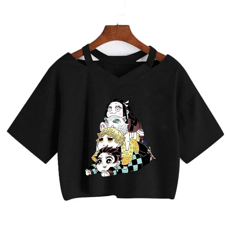 T-shirt Crop Nezuko Demon Slayer Femme